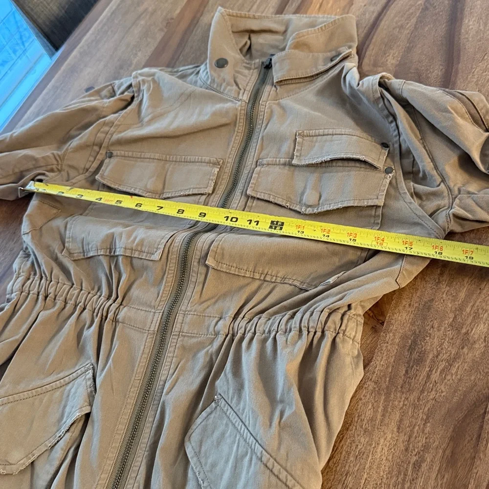 Alice + Olivia Khaki Utility Jacket Drawstring Waist Cargo Pockets Military - Picture 9 of 11